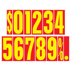 9 1/2 inch Red & Yellow Adhesive Number {EZ212}
