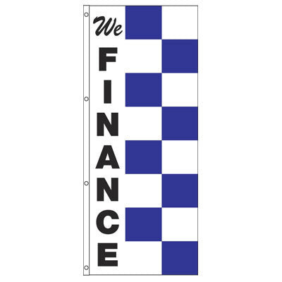 Single Face Blue & White Race Style Message Flag {EZ440SI-BW}