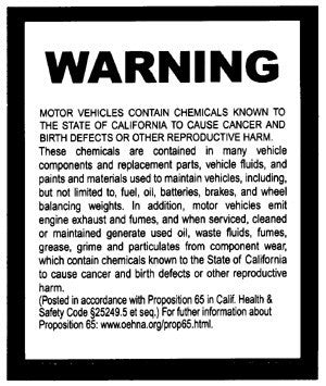 Prop. 65 Decal - English Only {EZ618}